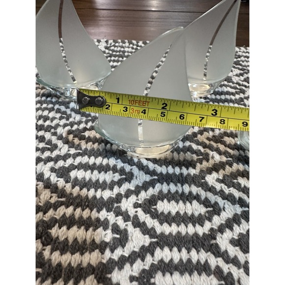 Kate Aspen frosted glass sailboat tealight candle holder -4" tall Bundle Of 5 - Picture 8 of 13